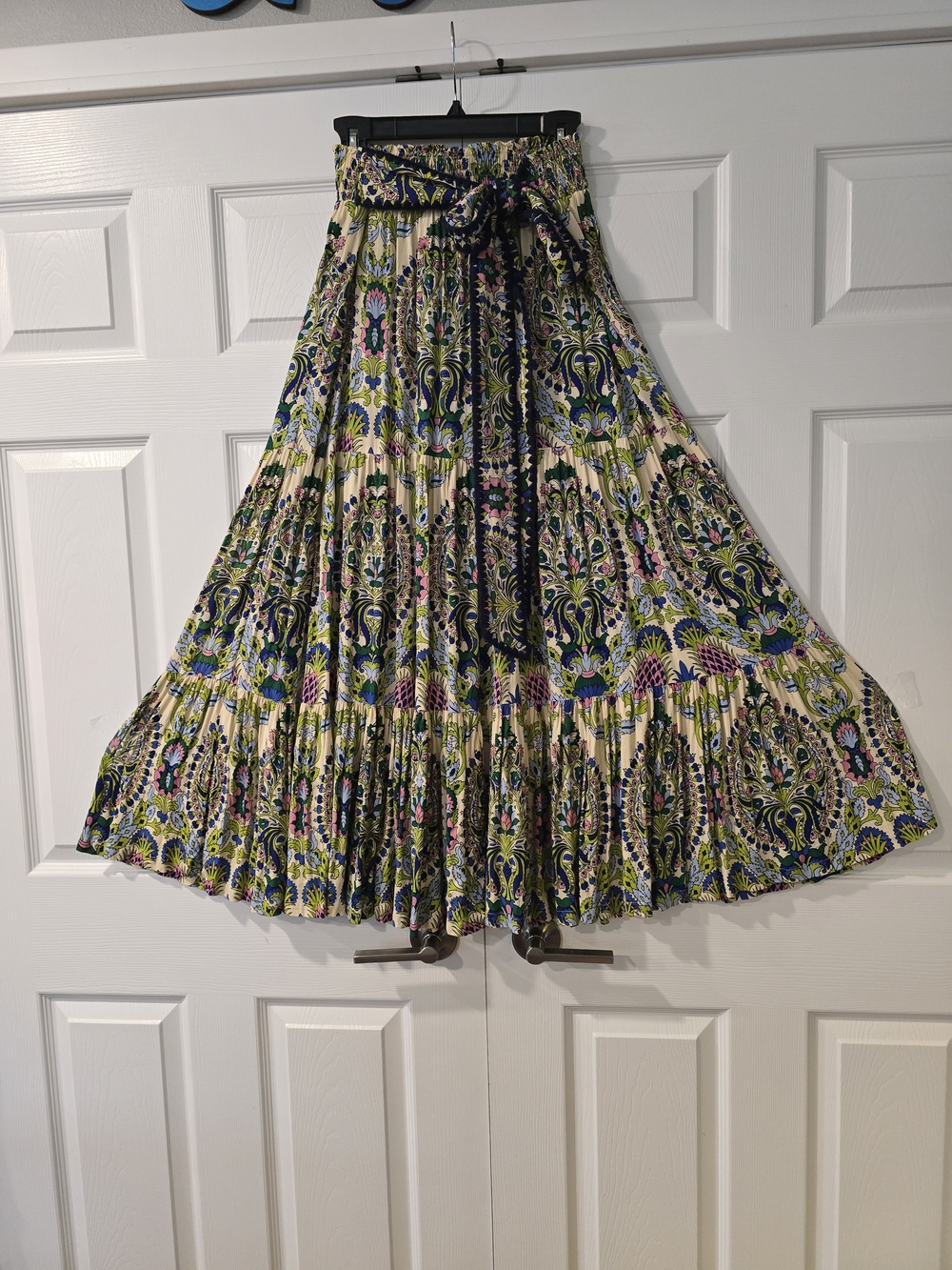 Farmers Market Floral Paisley Maxi Skirt - Large Attached Waist Tie PRETTY!